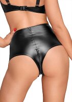 Hohe Taille Wetlook-Shorts Mit Handgefertigten Falten XL Schwarz | Noir