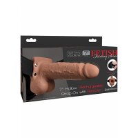 7 Inch Hollow Rechargeable Strap-On with Remote- Tan