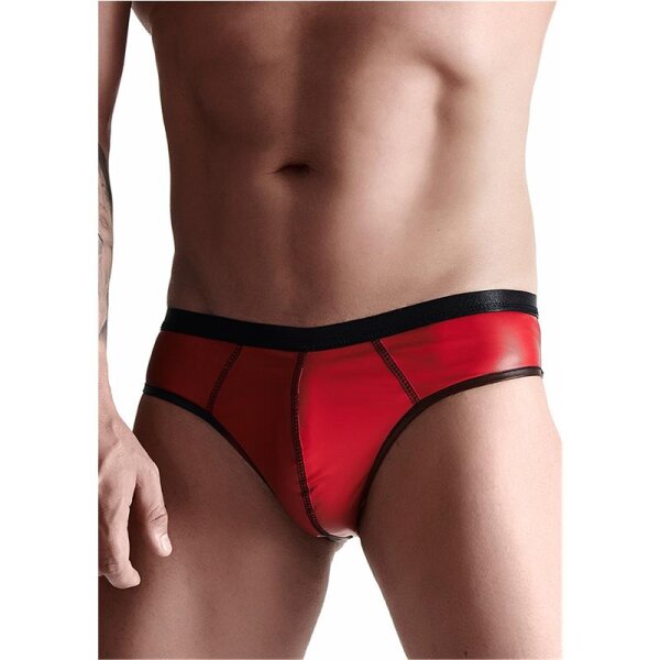 Wetlook Mens brazilian style briefs - Red M