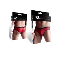 Wetlook Mens brazilian style briefs - Red M