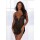 Stretch Mesh Chemise & Robe Set - Black L