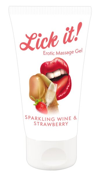 Gel De Massage Érotique Vin Mousseux Et Fraise | Lick It!