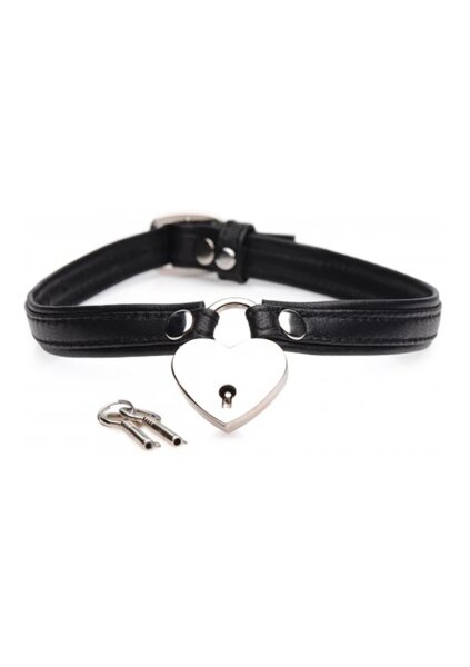 Girocollo Heart Lock Con Chiavi Pelle Nero | Master Series